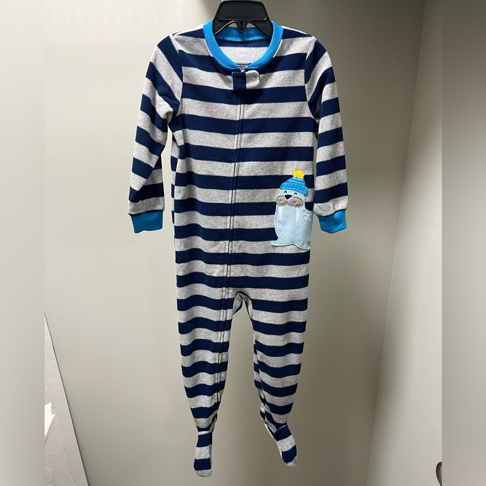 Footed Flannel 3T Boys Onesie with Cute Walrus